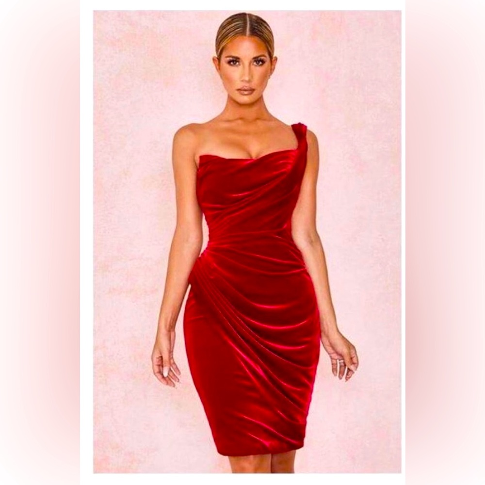 House of CB red velvet cocktail dress